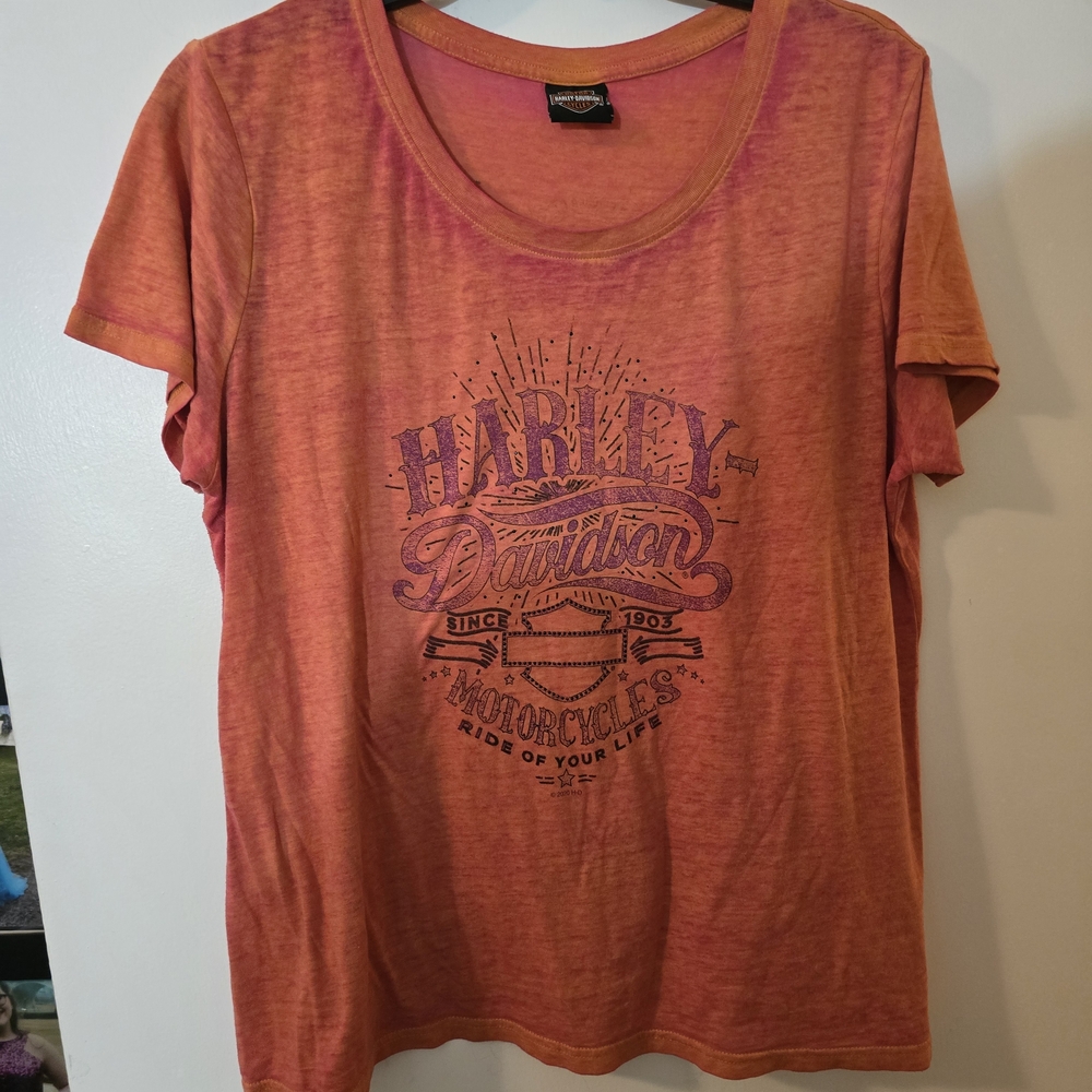 Harley-Davidson Women's Orange Graphic Tee